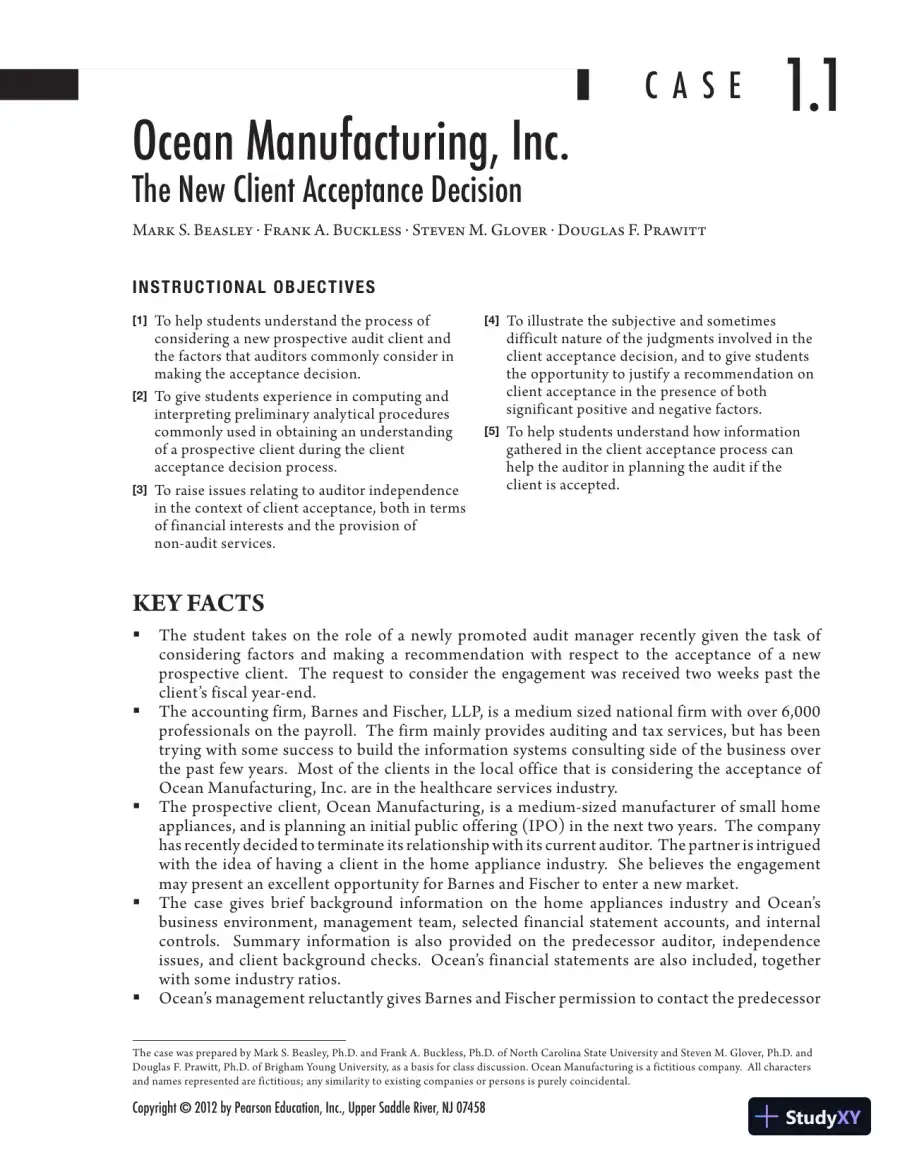 Solution Manual for Auditing Cases: An Interactive Learning Approach, 5th Edition, page 16
