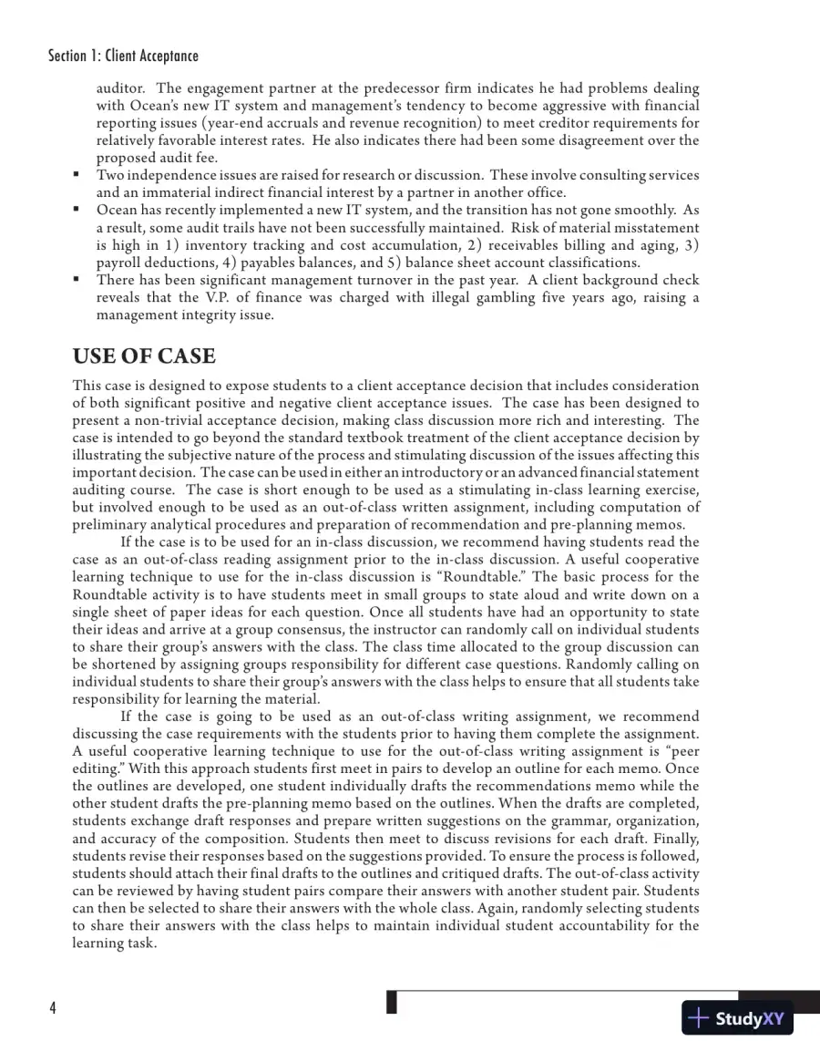 Solution Manual for Auditing Cases: An Interactive Learning Approach, 5th Edition, page 17