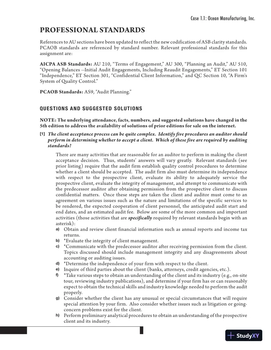 Solution Manual for Auditing Cases: An Interactive Learning Approach, 5th Edition, page 18