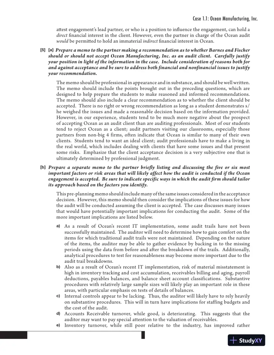 Solution Manual for Auditing Cases: An Interactive Learning Approach, 5th Edition, page 22