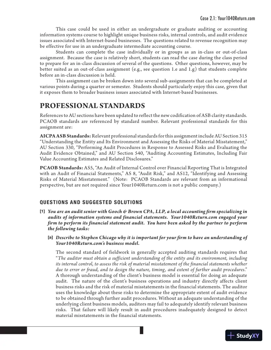 Solution Manual for Auditing Cases: An Interactive Learning Approach, 5th Edition, page 28
