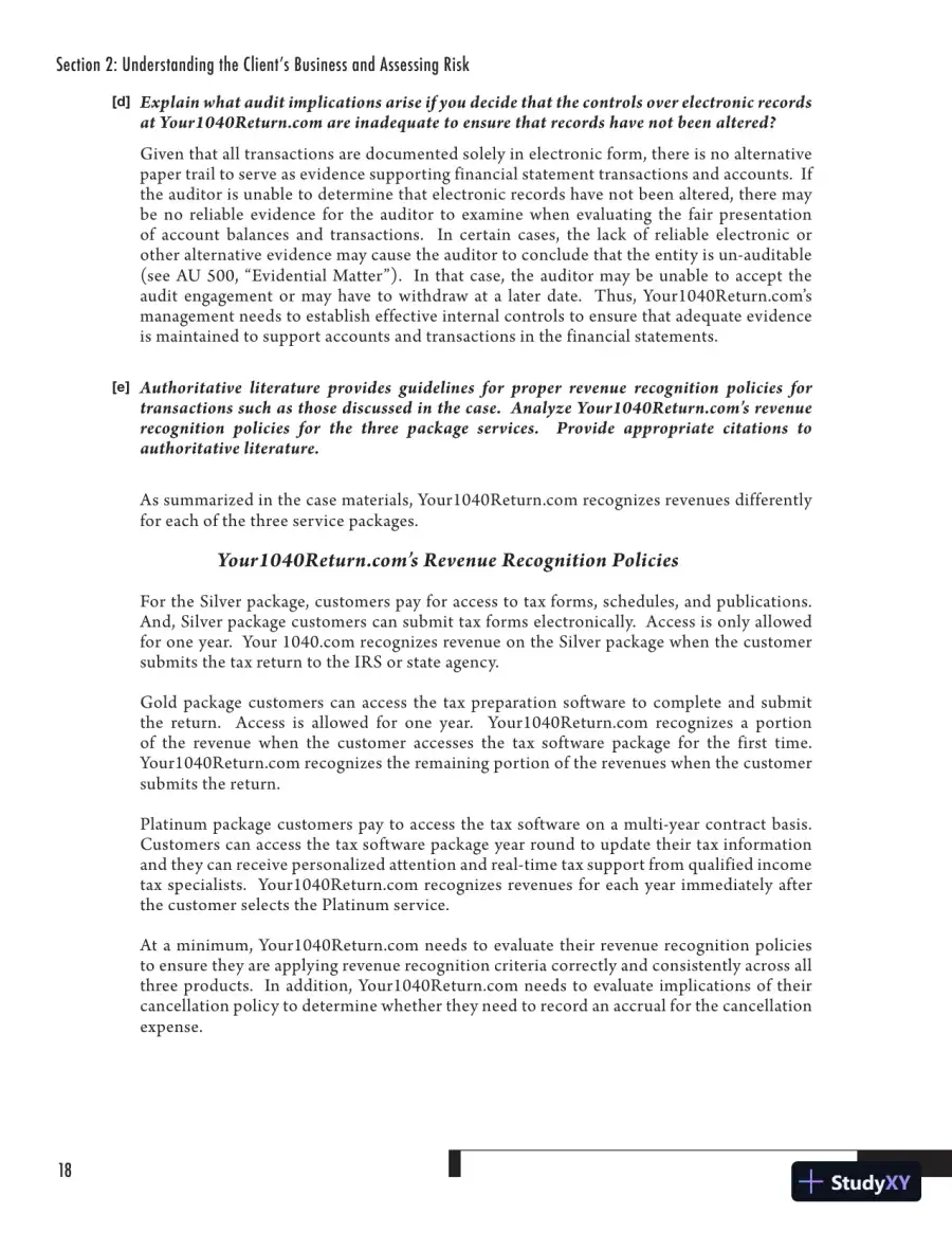 Solution Manual for Auditing Cases: An Interactive Learning Approach, 5th Edition, page 31