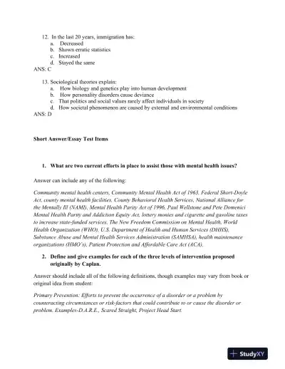 An Overview of the Human Services 2nd Edition Test Bank - Page 10 preview image