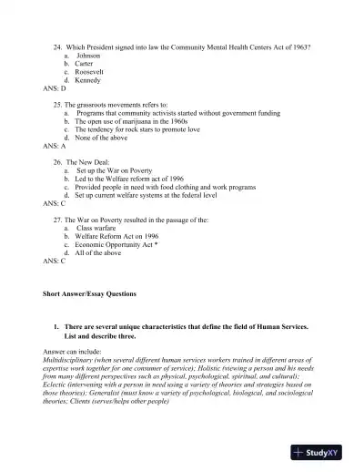 An Overview of the Human Services 2nd Edition Test Bank - Page 6 preview image