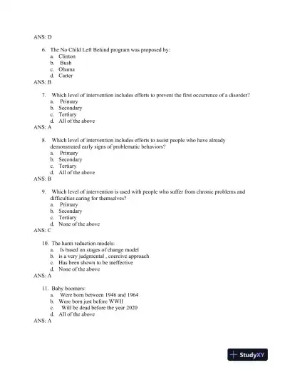 An Overview of the Human Services 2nd Edition Test Bank - Page 9 preview image