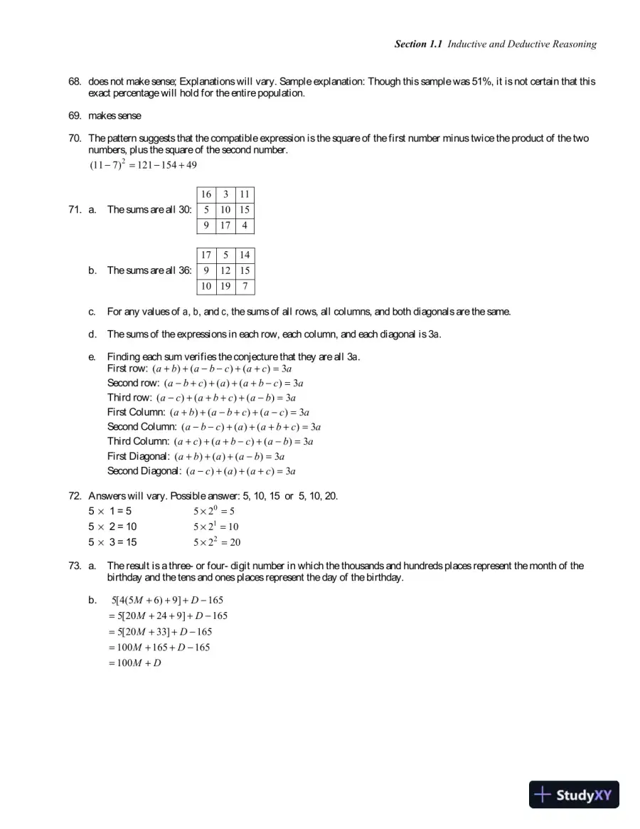 Solution Manual for Thinking Mathematically, 7th Edition, page 11
