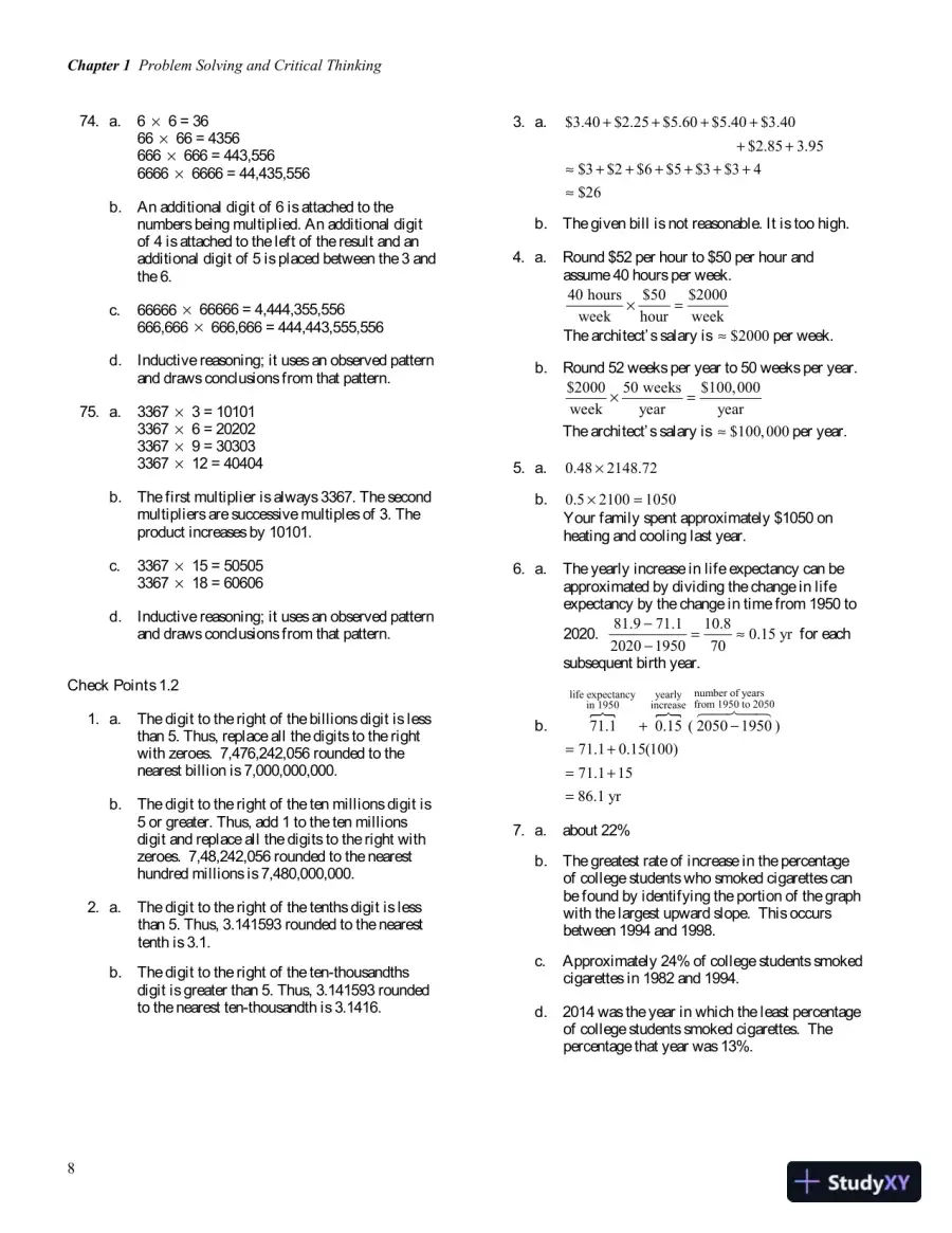 Solution Manual for Thinking Mathematically, 7th Edition, page 12