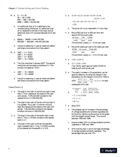 Solution Manual for Thinking Mathematically, 7th Edition - Page 12 preview image