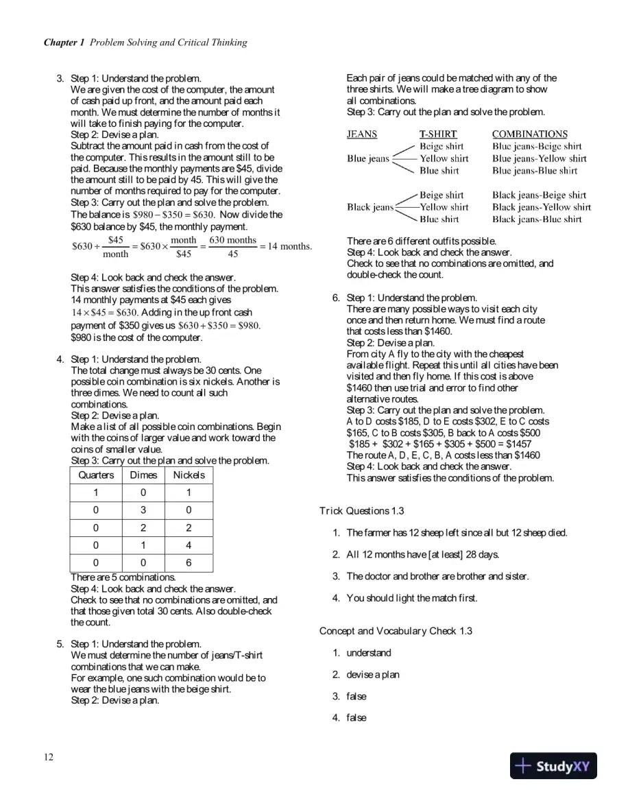 Solution Manual for Thinking Mathematically, 7th Edition, page 16