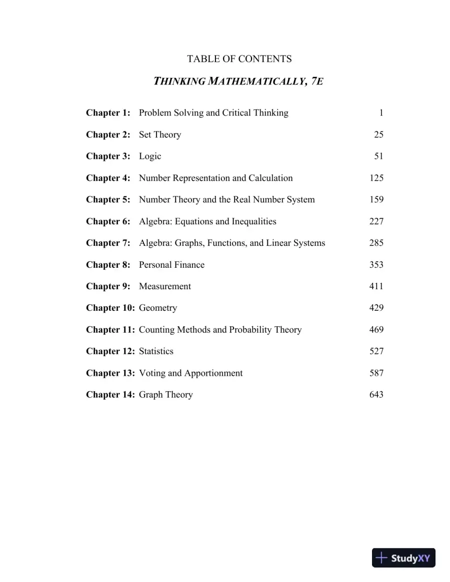 Solution Manual for Thinking Mathematically, 7th Edition, page 3