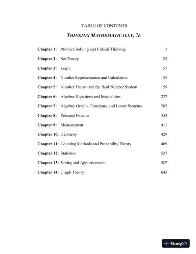 Solution Manual for Thinking Mathematically, 7th Edition - Page 3 preview image