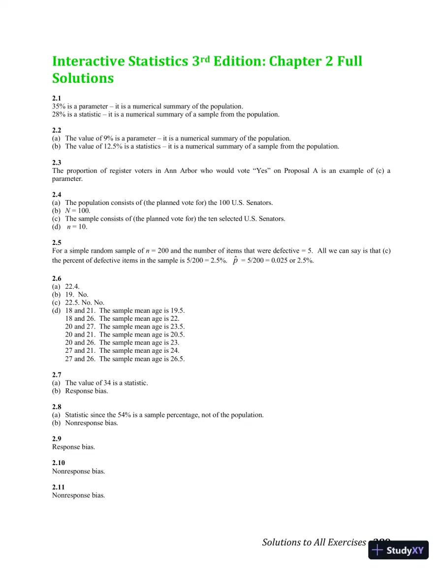 Solution Manual for Interactive Statistics, 3rd Edition, page 16