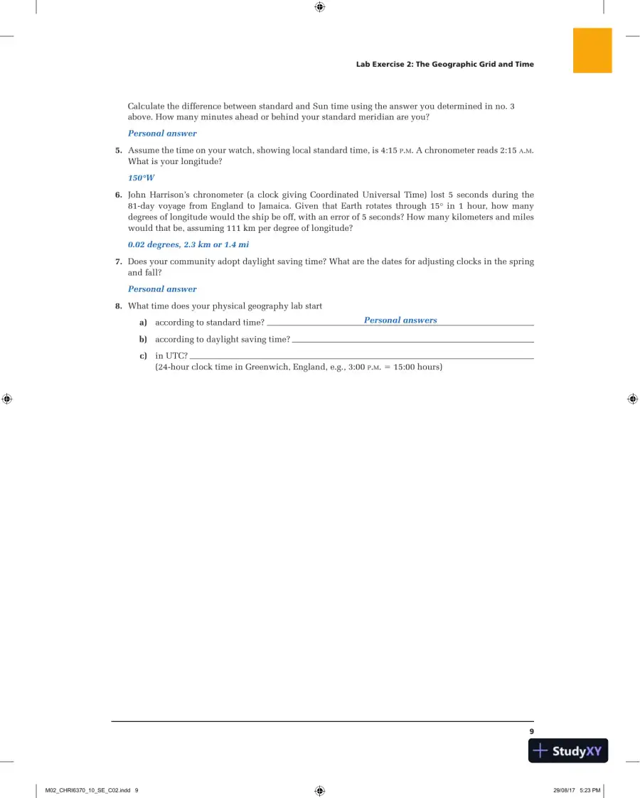Applied Physical Geography: Geosystems in the Laboratory, 10th Edition Solution Manual, page 10