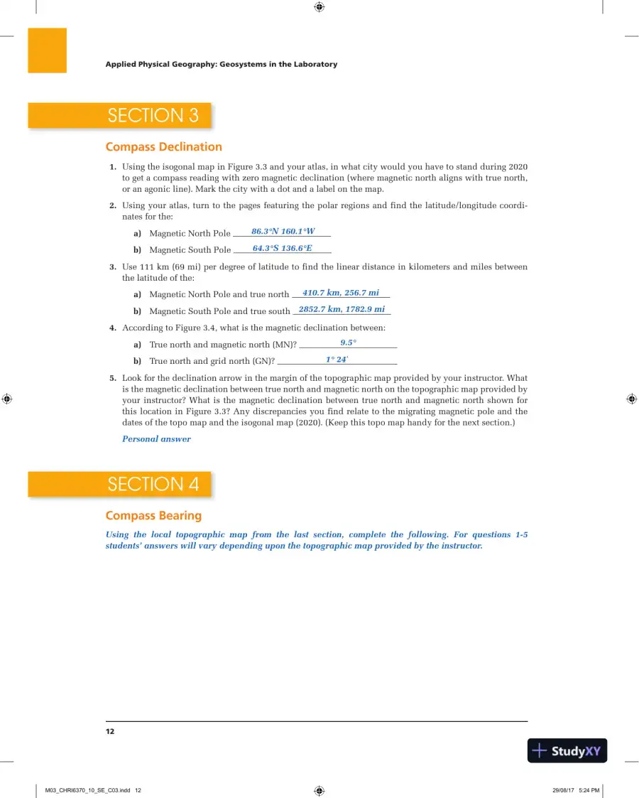 Applied Physical Geography: Geosystems in the Laboratory, 10th Edition Solution Manual, page 13