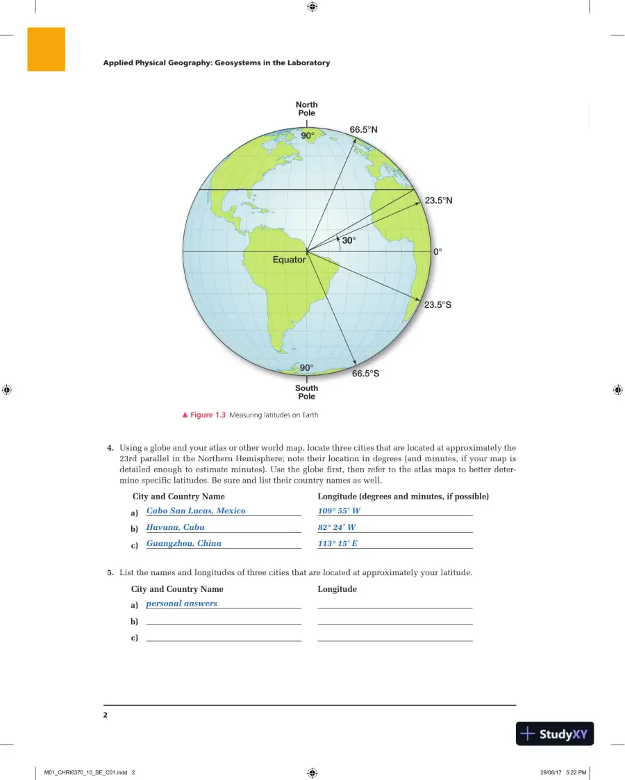 Applied Physical Geography: Geosystems in the Laboratory, 10th Edition Solution Manual, page 3