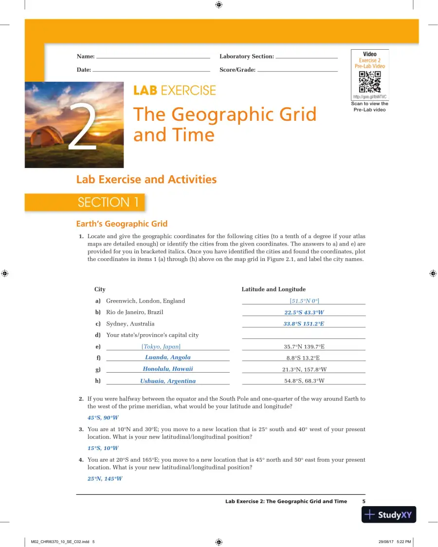 Applied Physical Geography: Geosystems in the Laboratory, 10th Edition Solution Manual, page 6