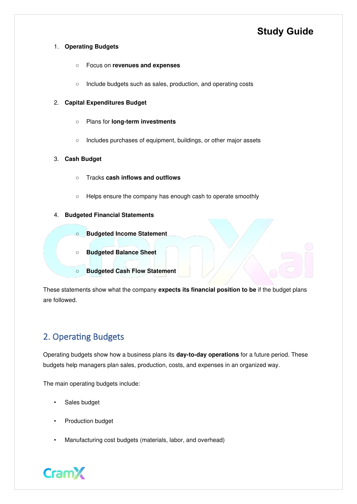Accounting Principles II – Budgets - Page 3 preview image