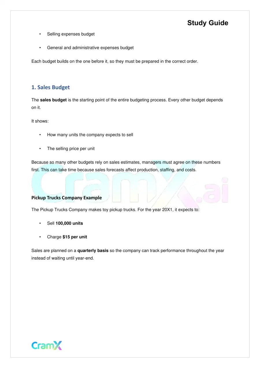 Accounting Principles II – Budgets, page 4