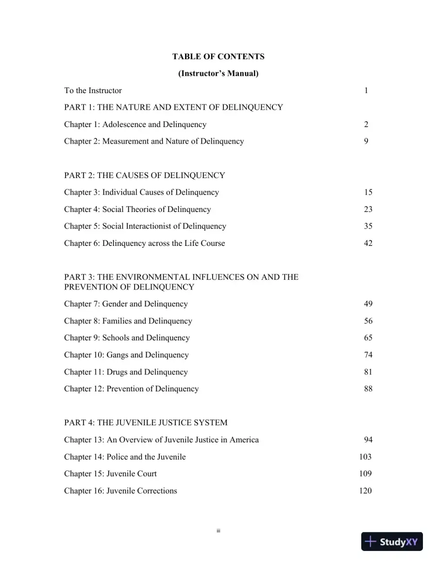 Test Bank for Juvenile Delinquency, 10th Edition, page 3