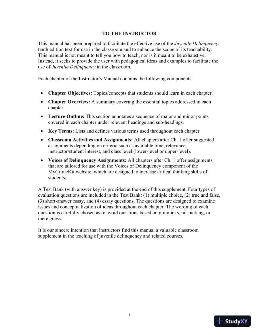 Test Bank for Juvenile Delinquency, 10th Edition, page 5