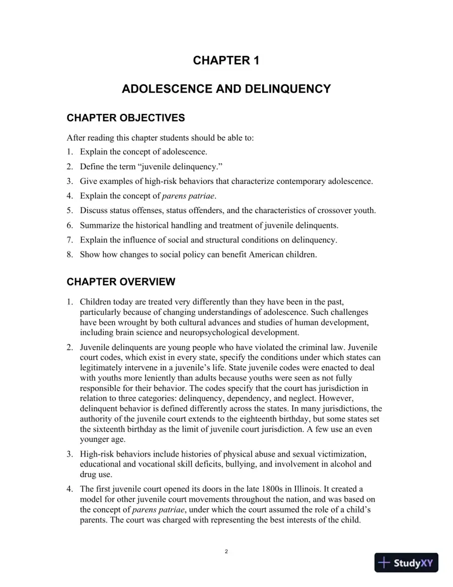 Test Bank for Juvenile Delinquency, 10th Edition, page 6