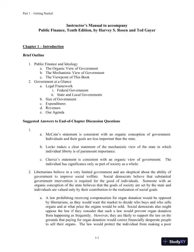 Solution Manual for Public Finance, 10th Edition - Page 1 preview image