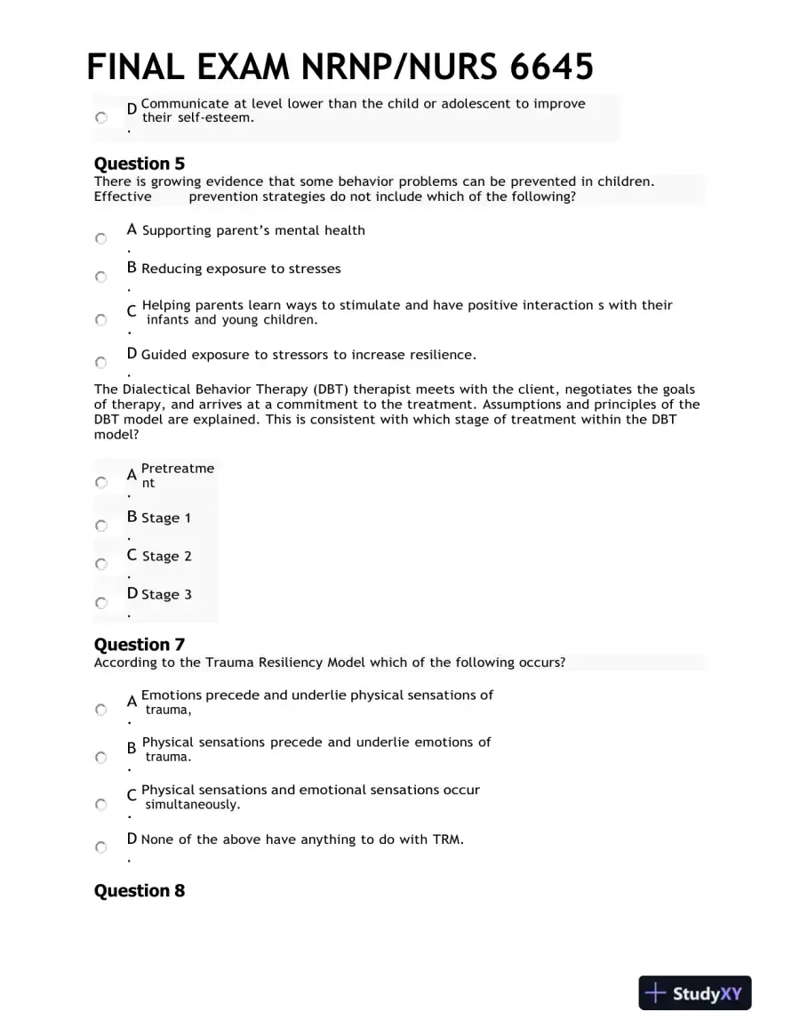 2021 NRNP/NURS 6645 Psychotherapy Final Exam With Answers (99 Solved Questions), page 3