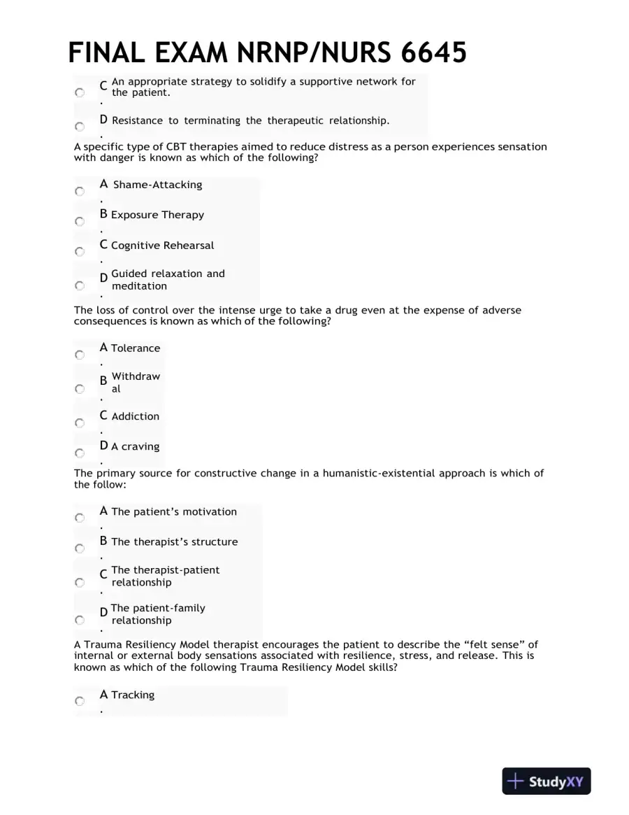 2021 NRNP/NURS 6645 Psychotherapy Final Exam With Answers (99 Solved Questions), page 5