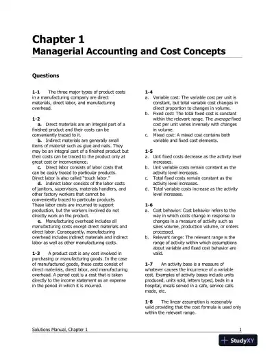 Solution Manual For Managerial Accounting, 17th Edition - Page 1 preview image