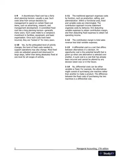 Solution Manual For Managerial Accounting, 17th Edition - Page 3 preview image