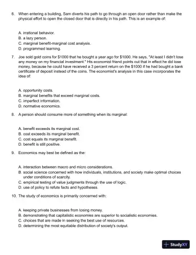 Microeconomics 17th Edition Test Bank - Page 3 preview image