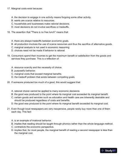 Microeconomics 17th Edition Test Bank - Page 5 preview image