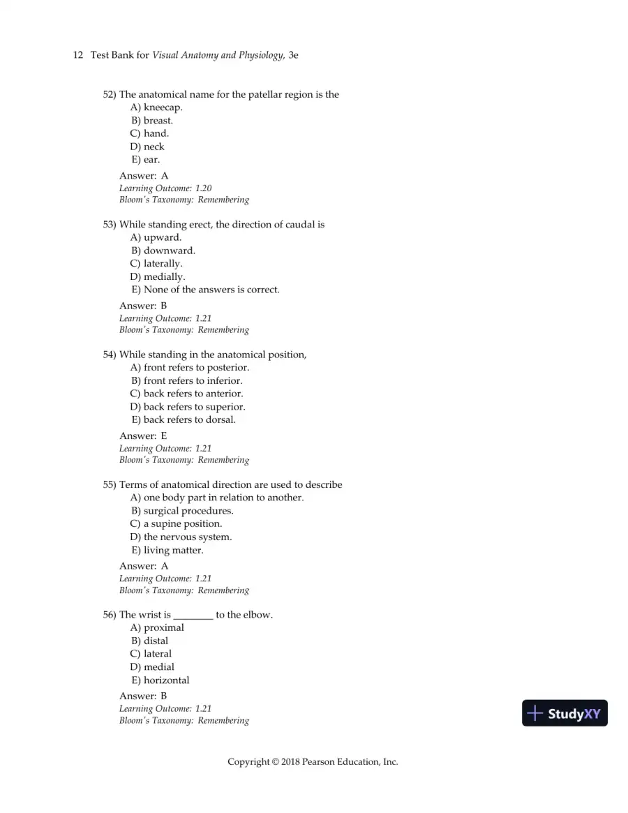 Test Bank For Visual Anatomy & Physiology, 3rd Edition, page 15