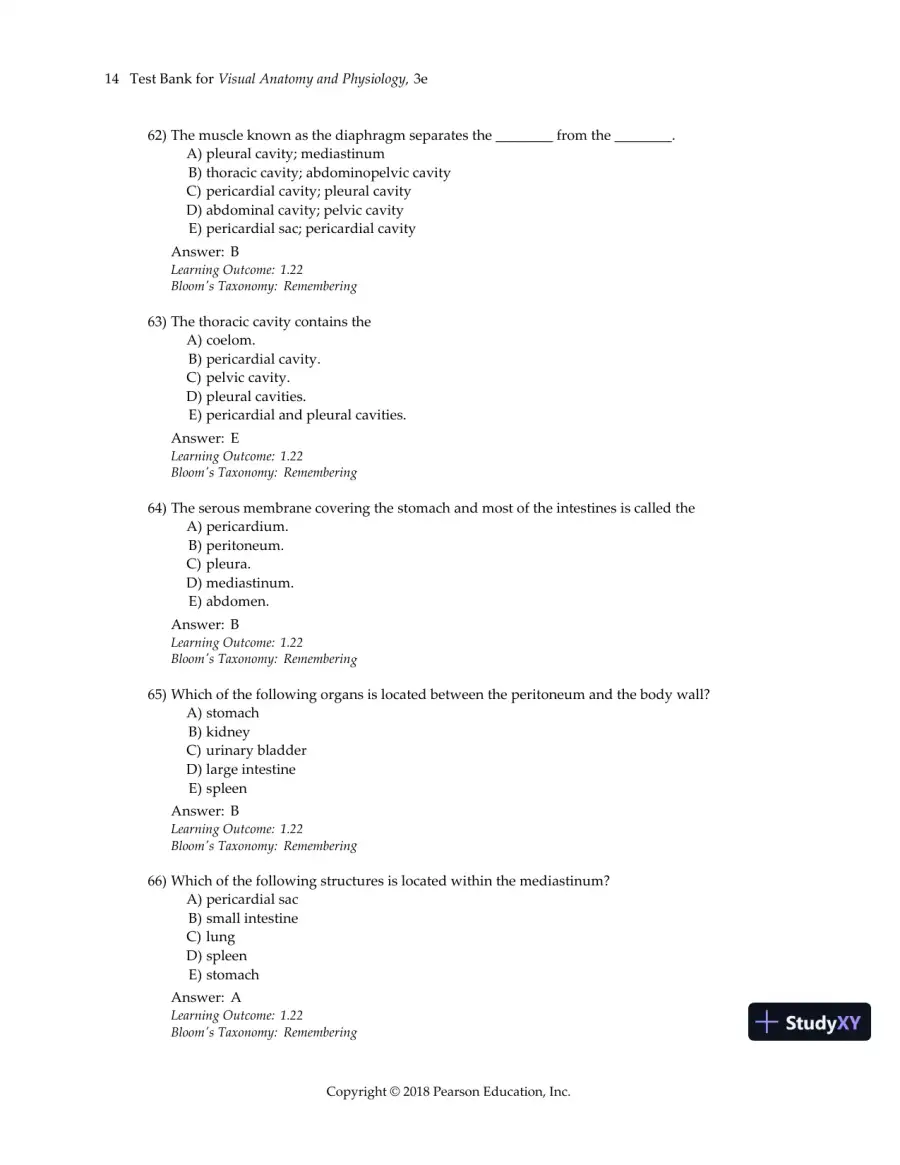 Test Bank For Visual Anatomy & Physiology, 3rd Edition, page 17