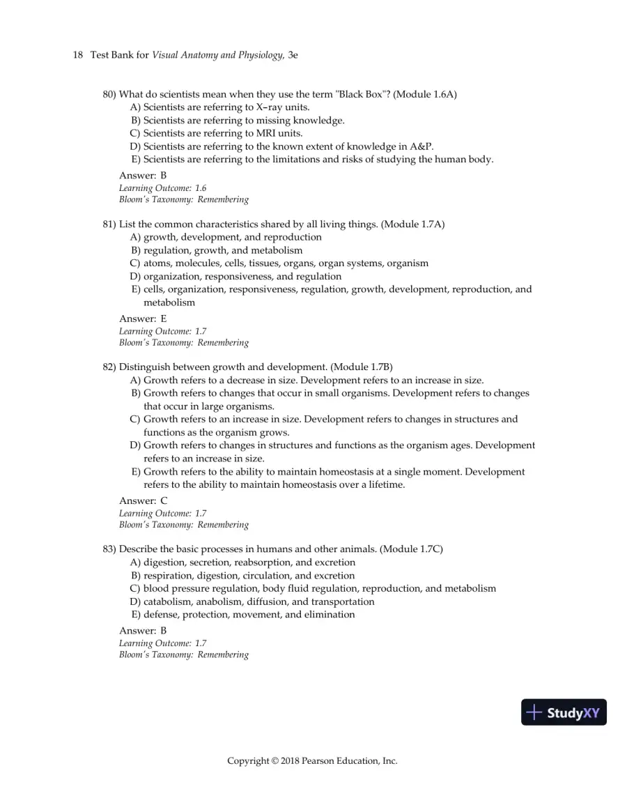 Test Bank For Visual Anatomy & Physiology, 3rd Edition, page 21