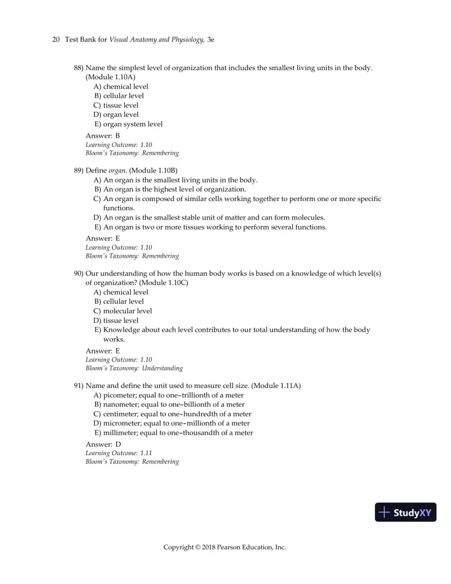 Test Bank For Visual Anatomy & Physiology, 3rd Edition, page 23