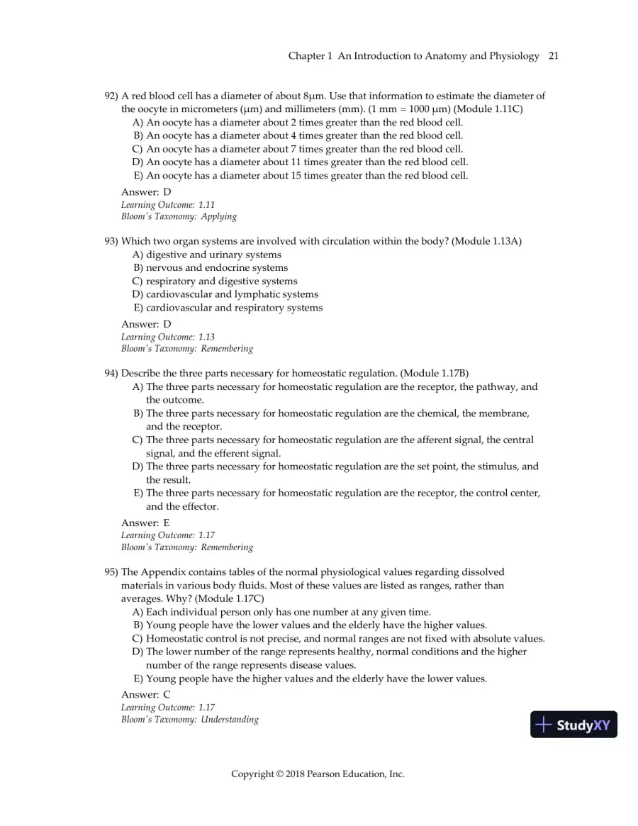 Test Bank For Visual Anatomy & Physiology, 3rd Edition, page 24