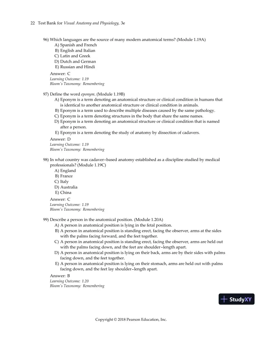Test Bank For Visual Anatomy & Physiology, 3rd Edition, page 25
