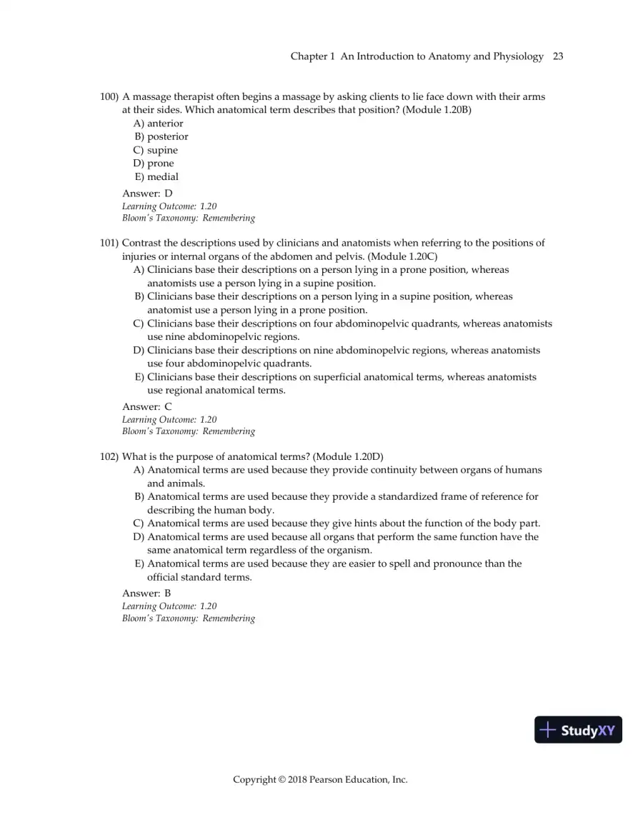 Test Bank For Visual Anatomy & Physiology, 3rd Edition, page 26