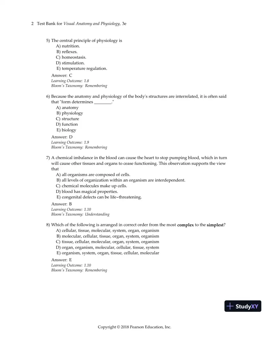 Test Bank For Visual Anatomy & Physiology, 3rd Edition, page 5