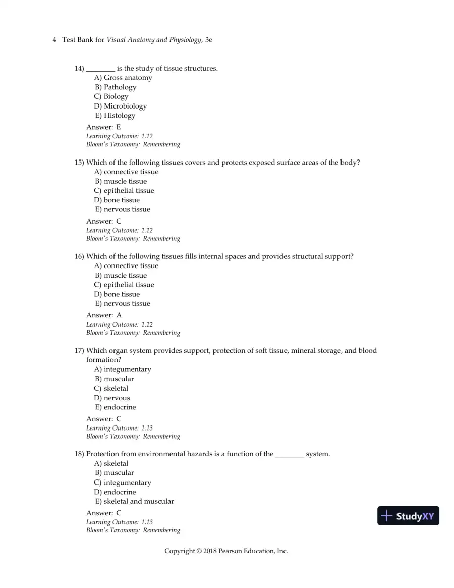 Test Bank For Visual Anatomy & Physiology, 3rd Edition, page 7