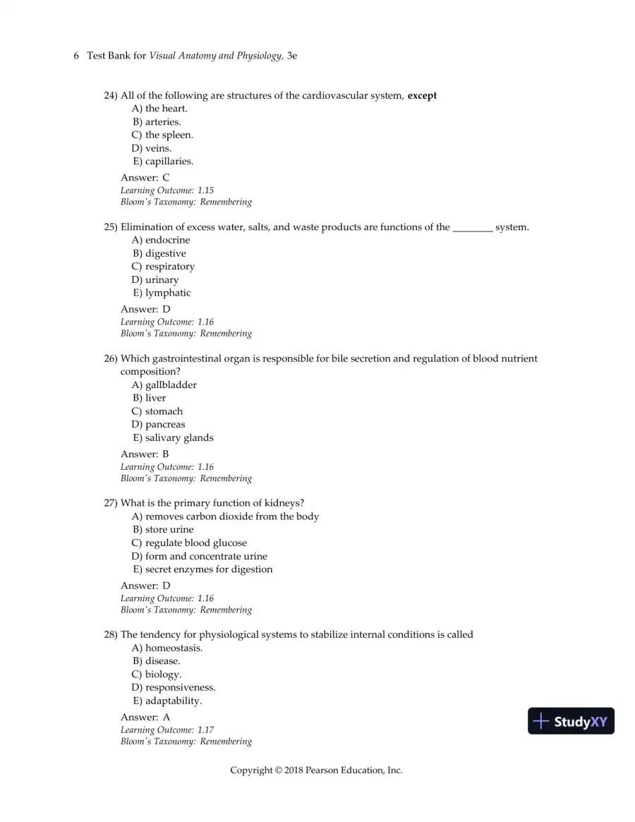 Test Bank For Visual Anatomy & Physiology, 3rd Edition, page 9