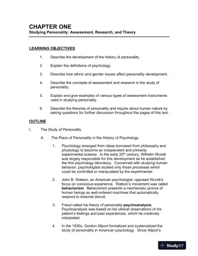 Theories Of Personality, Australian Edition Class Notes - Page 1 preview image