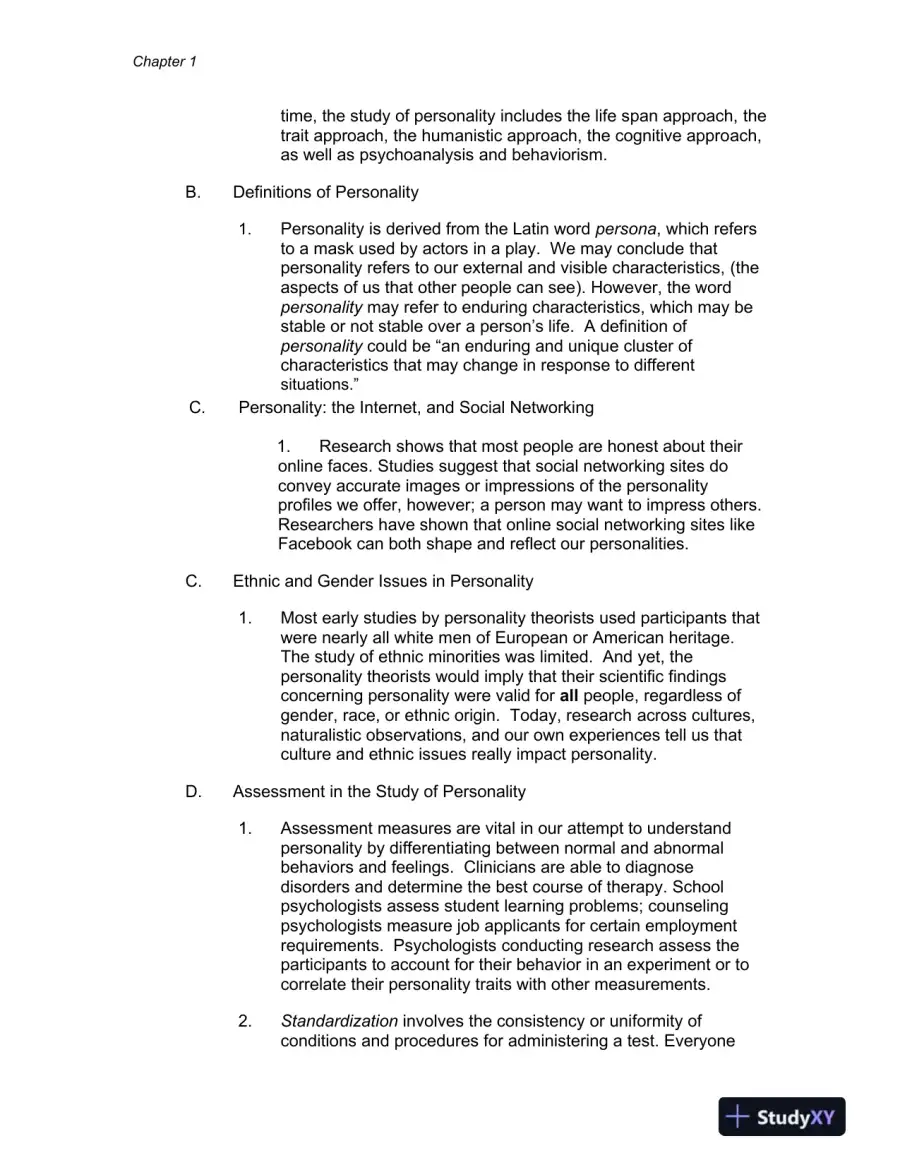Theories Of Personality, Australian Edition Class Notes, page 3