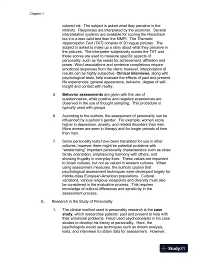 Theories Of Personality, Australian Edition Class Notes - Page 5 preview image