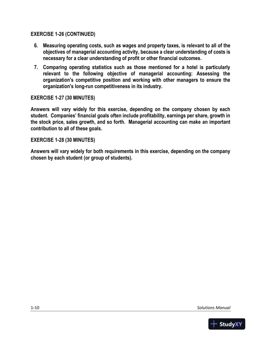 Solution Manual for Managerial Accounting: Creating Value in a Dynamic Business Environment, 12th Edition, page 11