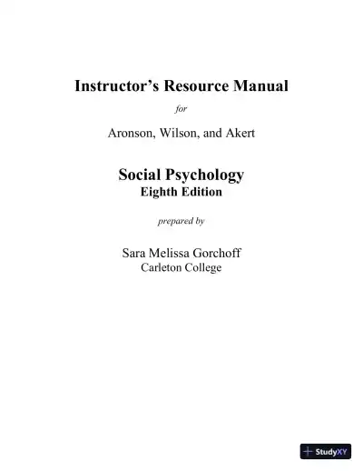 Test Bank For Social Psychology, 8th Edition - Page 1 preview image