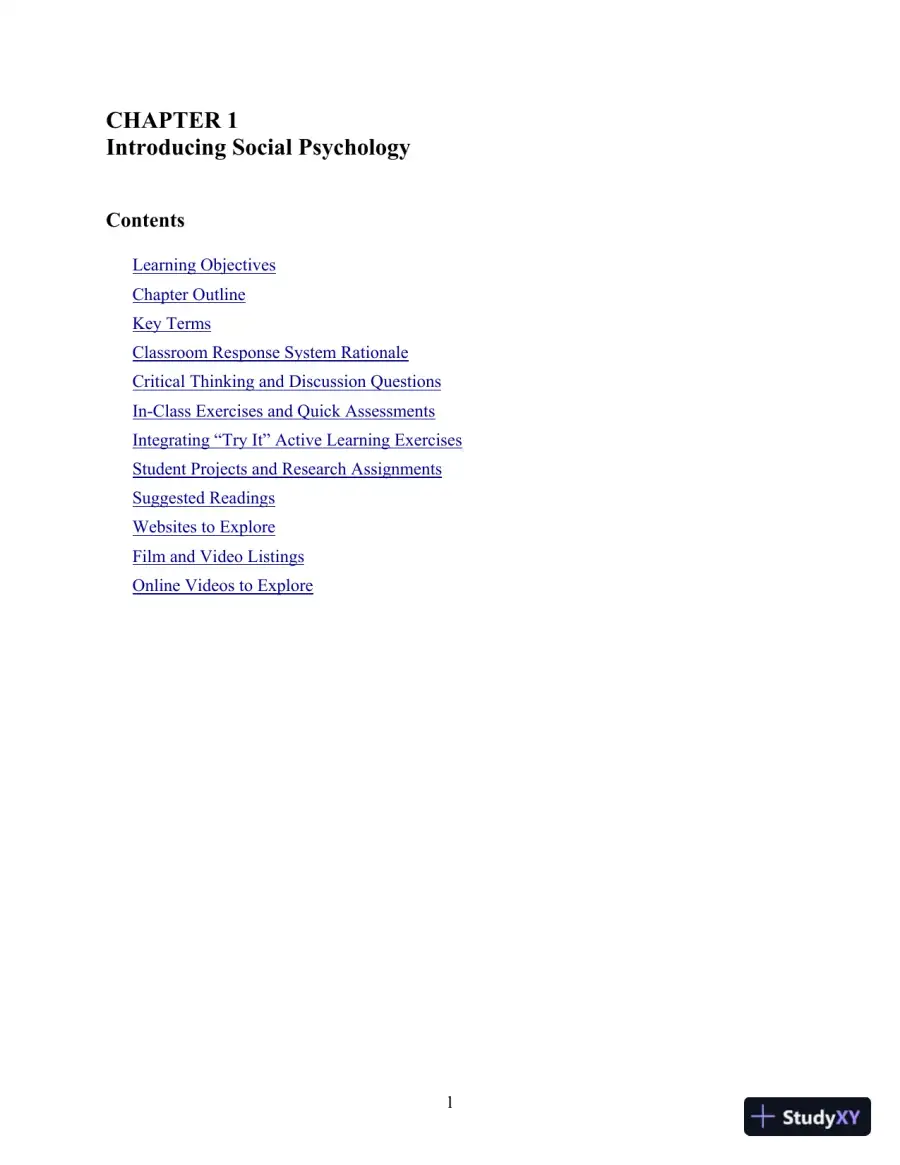 Test Bank For Social Psychology, 8th Edition, page 11