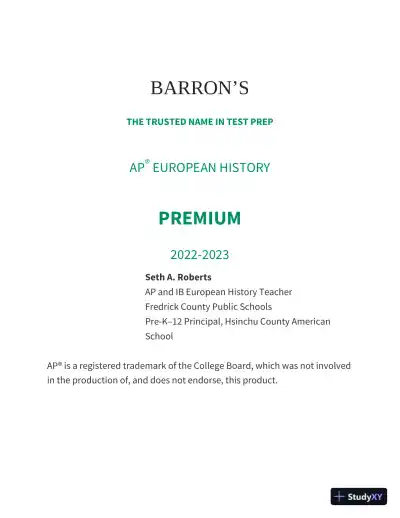 AP European History Premium: With 5 Practice Tests (2022) - Page 4 preview image