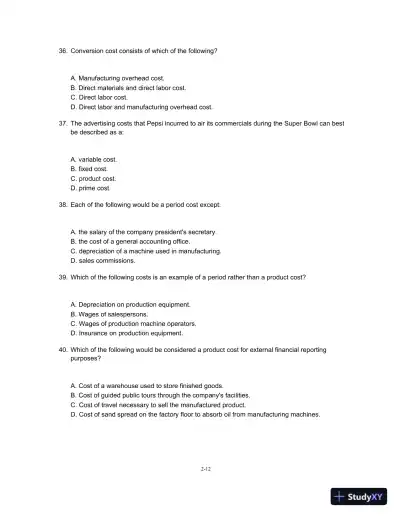 Test Bank For Managerial Accounting For Managers, 3rd Edition - Page 13 preview image